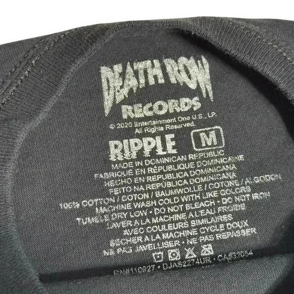 Men's Black Death Row Records Airbrush Tee Shirt Medium Graphic Print  Band Tee - Picture 3 of 7